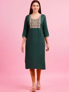 HIGHLIGHT FASHION EXPORT Yoke Design Thread Work Straight Kurta