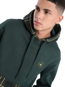 WROGN Men Cotton Green Printed Long Sleeves Pullover Hooded Neck Sweatshirt