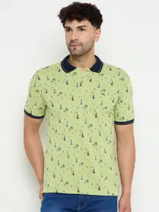 Duke Men Conversational Printed Polo Collar Cotton Slim Fit T-shirt