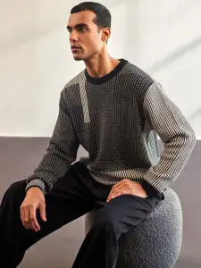 Mr Bowerbird Men Geometric Self Design Cotton Pullover