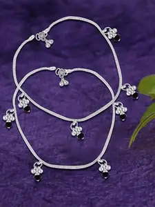 Heer Collection Set Of 2 Silver-Plated Anklets