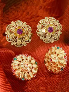 DIVASTRI Set Of 2 Gold-Plated Circular Studs Earrings