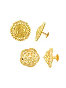 DIVASTRI Set Of 2 Gold-Plated Circular Studs