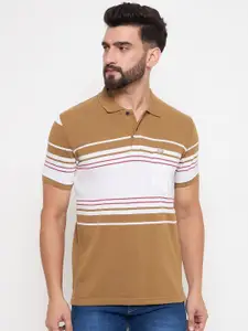 Duke Men Striped Polo Collar Cotton T-shirt