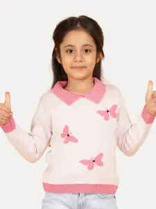 JoE Hazel Girls Shirt Collar Woollen Pullover