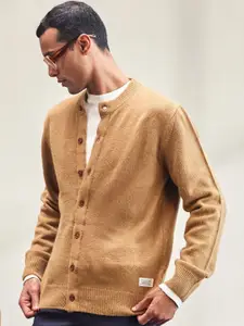 Mr Bowerbird Men Tailored Fit Crew Neck Long Sleeves Cardigan