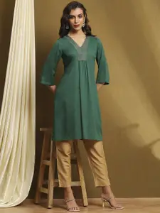 Biba Yoke Design Pleated Straight Kurta