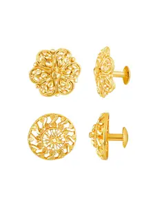 DIVASTRI Set Of 2 Gold-Plated Circular Studs Earrings
