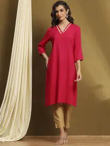 Biba V-Neck A-Line Kurta