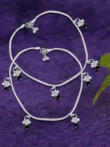 Heer Collection Set Of 2 Silver-Plated Anklets