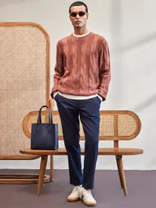 Mr Bowerbird Men Cable Knit Self Design Cotton Pullover