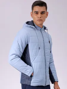 The Indian Garage Co Men Colourblock Slim Fit Hooded Puffer Jacket