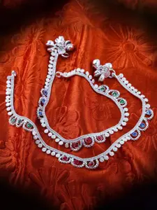 Heer Collection Pack Of 4 Silver-Plated Anklets