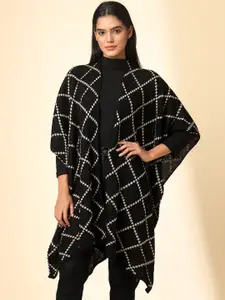 Zamour Checked Open Front Longline Shrug