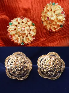 DIVASTRI Set Of 2 Gold-Plated Circular Studs Earrings