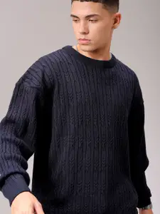 The Indian Garage Co Men Cable Knit Pullover Sweater