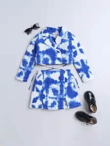 taffykids Girls Tie and Dye Dyed Wrap Pure Cotton Crop Top with Skirt