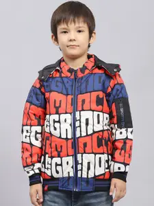 Monte Carlo Boys Hooded Typography Printed Casual Padded Jacket