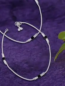 Heer Collection Set Of 2 Silver-Plated Anklets