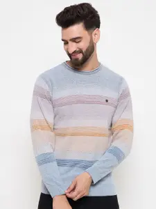 Duke Men Striped Round Neck Pullover Sweaters