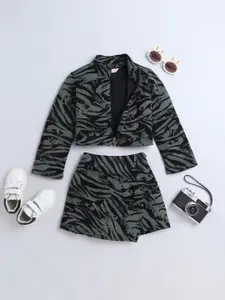 taffykids Girls Animal Printed Crop Top with Skirt