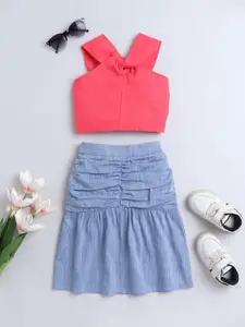 taffykids Girls Halter Neck Crop Top with Skirt