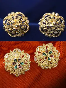 DIVASTRI Set Of 2 Gold-Plated Circular Studs