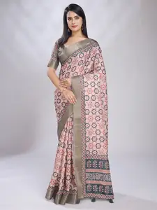 KALINI Geometric Printed Zari Sarees