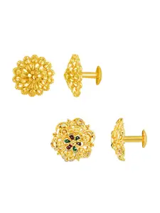 DIVASTRI Set Of 2 Gold-Plated Circular Studs Earrings