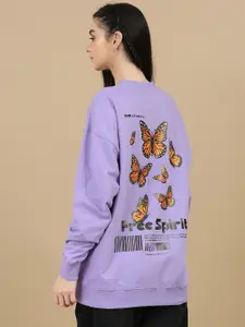 SILISOUL Women Graphic Printed Cotton Sweatshirt