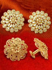 DIVASTRI Set Of 2 Gold-Plated Circular Studs