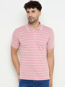 Duke Men Striped Polo Collar Cotton T-shirt