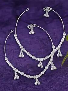 Heer Collection Set Of 2 Silver-Plated Anklets