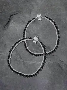 Heer Collection Set Of 2 Silver-Plated Anklets