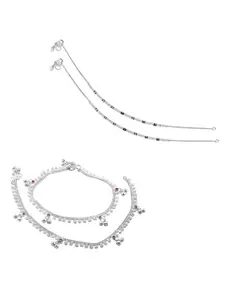 Heer Collection Set Of 2 Silver-Plated Anklets