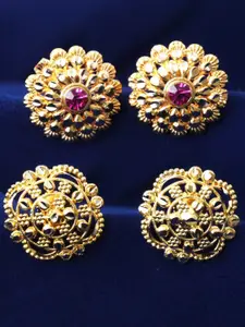 DIVASTRI Set Of 2 Gold-Plated Stone Studded Circular Studs