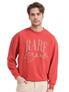 RARE RABBIT Men Typography Printed Cotton Sweatshirt