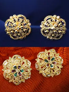 DIVASTRI Set Of 2 Gold-Plated Circular Studs