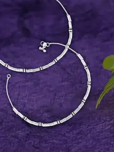 Heer Collection Set Of 2 Silver-Plated Anklets