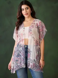 StyleStone Floral Printed Open Front Shrug