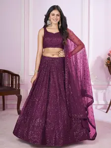 ODETTE Embellished Sequinned Semi-Stitched Lehenga & Unstitched Blouse With Dupatta