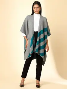 Zamour Striped Open Front Longline Shrug