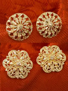 DIVASTRI Set Of 2 Gold-Plated Circular Studs Earrings