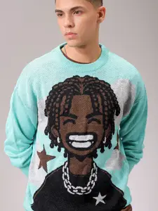 The Indian Garage Co Men Self Design Pullover Sweater