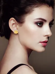 DIVASTRI Set Of 4 Gold-Plated Stone Studded Circular Studs