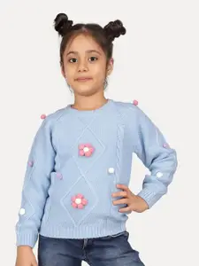 JoE Hazel Girls Self Design Pullover