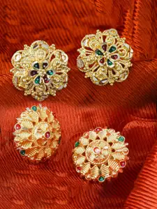 DIVASTRI Set Of 2 Gold-Plated Circular Studs Earrings