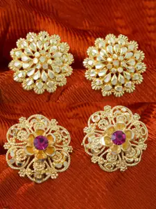 DIVASTRI Set Of 2 Gold-Plated Circular Studs Earrings