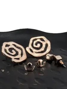 VAGHBHATT Pack Of 6 Gold-Plated Classic Studs Earrings