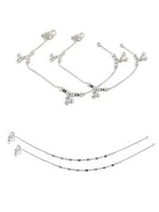 Heer Collection Set Of 2 Silver-Plated Anklets